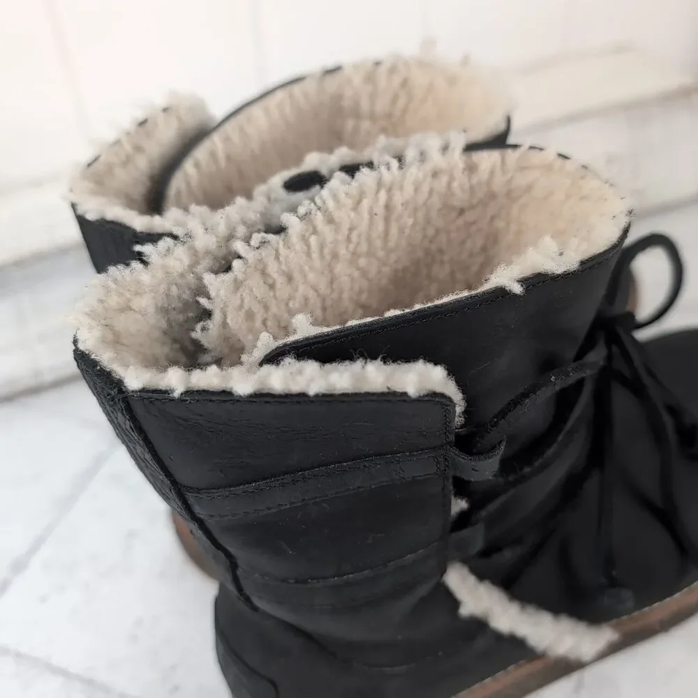 UGG Women's Luisa Water Resistant Leather Boots 1012545 Dark Gray Size 7 Winter